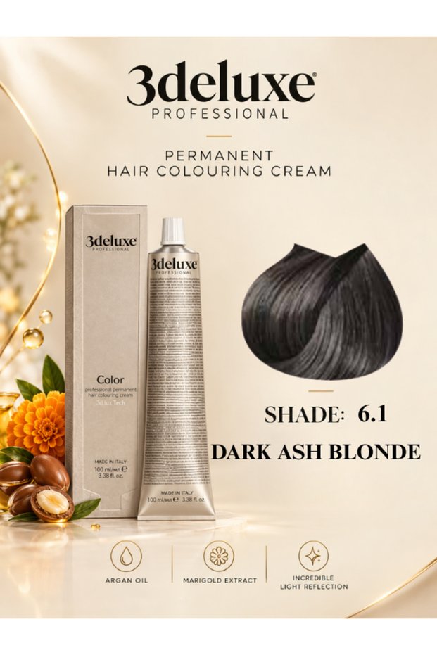 Hair Color Cream With Argan Oil & Marigold Extract Dark Ash Blonde 100ml 6.1