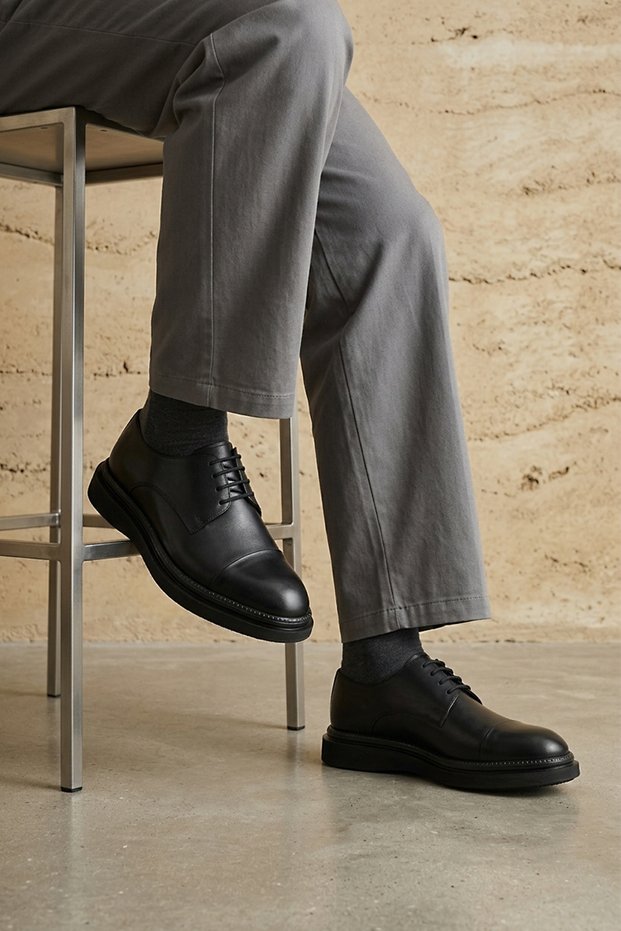 , Men's Genuine Leather Classic Shoes 16348Z059 Black