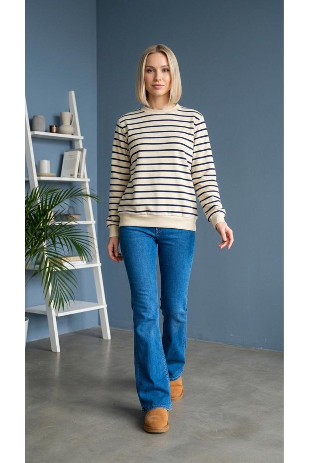 Women's Striped Sweatshirt Relaxed Fit