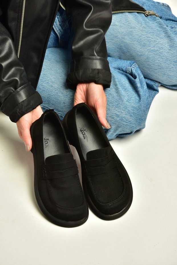 Z996165202 Black Suede Mosen Toe Casual Comfort Shoes