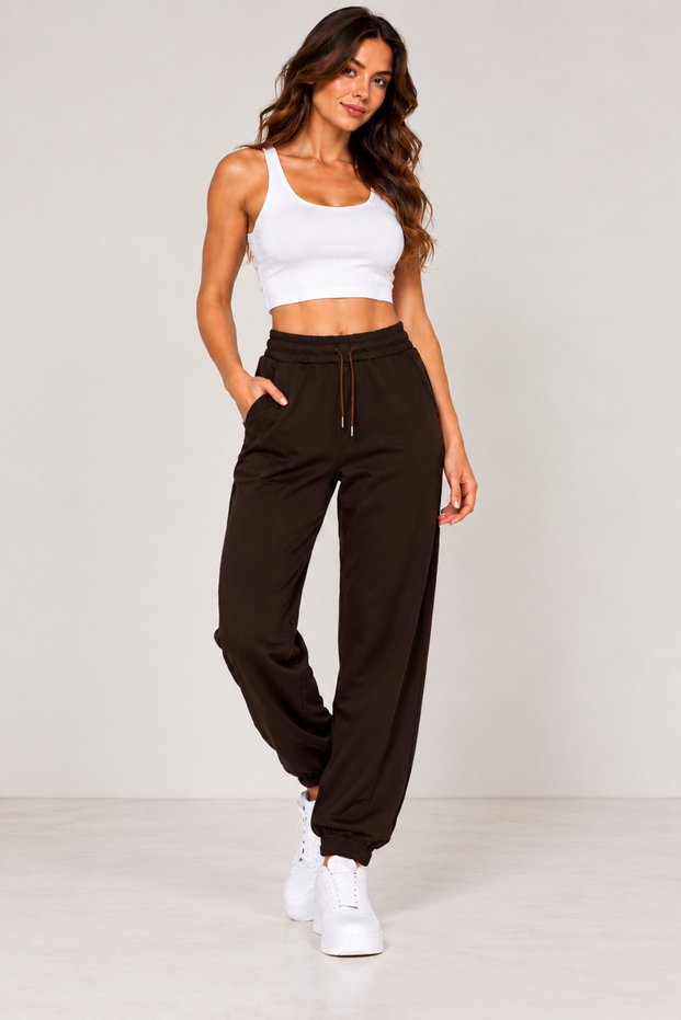 Women's Modal Fabric High Waist Elastic Waistband Pockets Relaxed Fit Elastic Cuffs Jogger Sweatpants