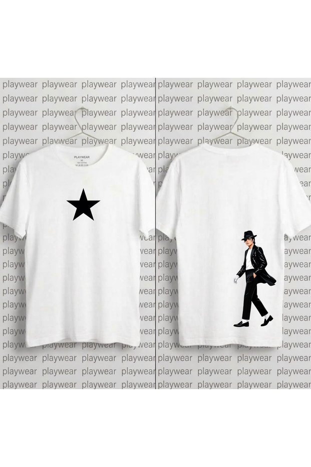 Star-Portrait Printed 100% Cotton Crew Neck T-Shirt