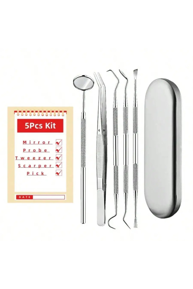 5pcs set 3/4/5/6/8pcs Stainless Steel Dentist Clean Tools Dental Mirror Double Probe Hoe Tooth Clean