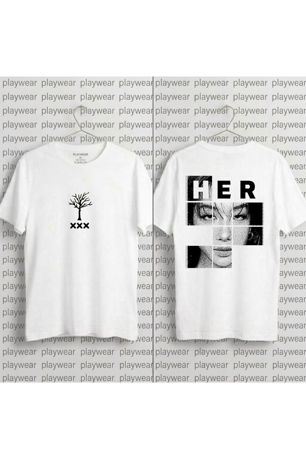 Her-Portre-Tisort-V1 Printed 100% Cotton Crew Neck T-Shirt