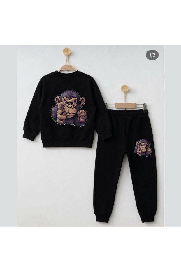 Team Sweatshirt Target Monkey Printed Girls Boys Crew Neck