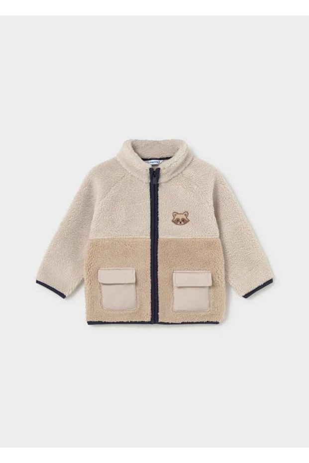 Baby Boy Plush Cardigan 1-4 Years Cream