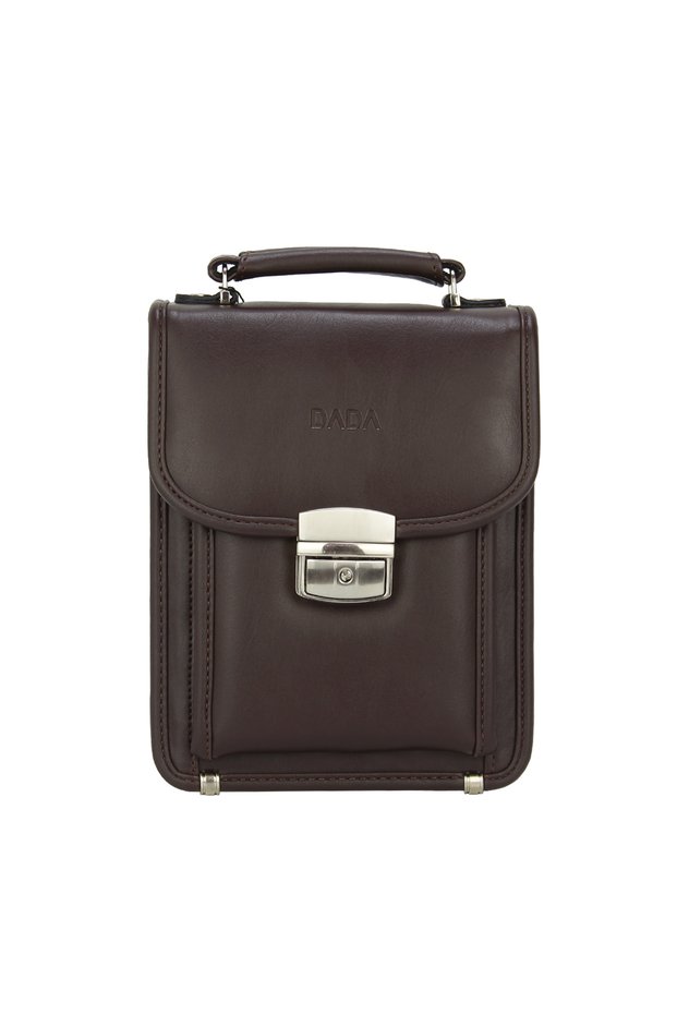 Brown Small Size Piremium Men's Hand and Shoulder Bag with Key Lock Mechanism