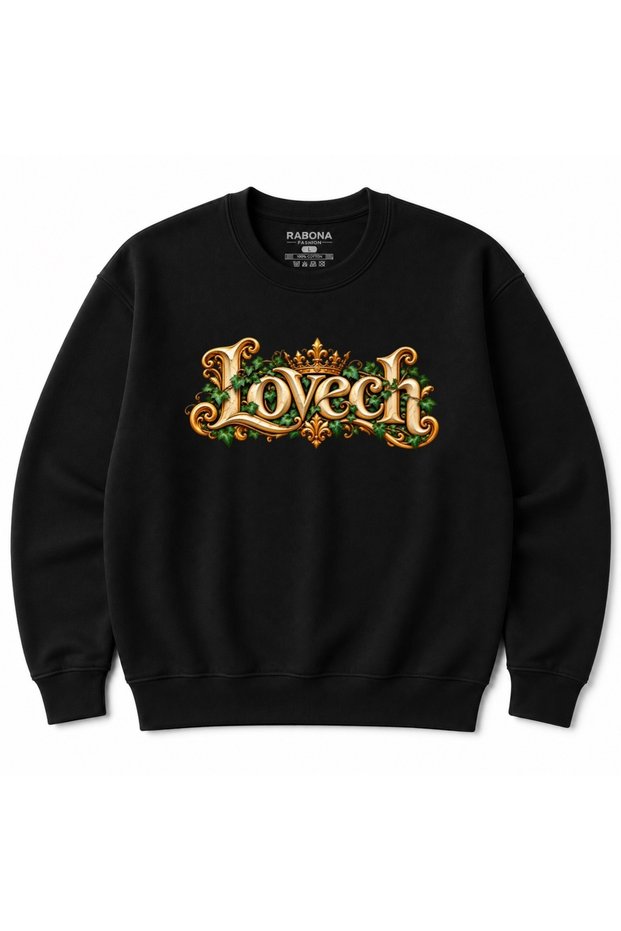 Royal Love – Golden Baroque Typography Graphic Sweatshirt