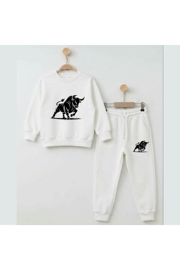 Team Sweatshirt Shadow Angry Bull Printed Girls' Boys' Crew Neck Sweatshirt