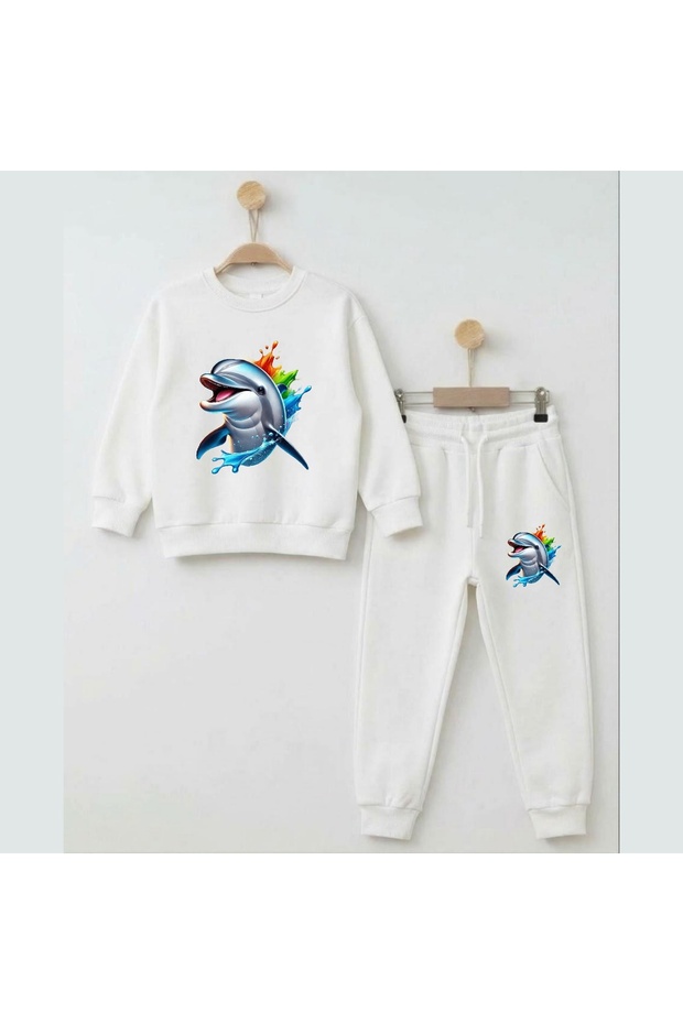Team Sweatshirt Smiling Whale Printed Girls Boys Crew Neck