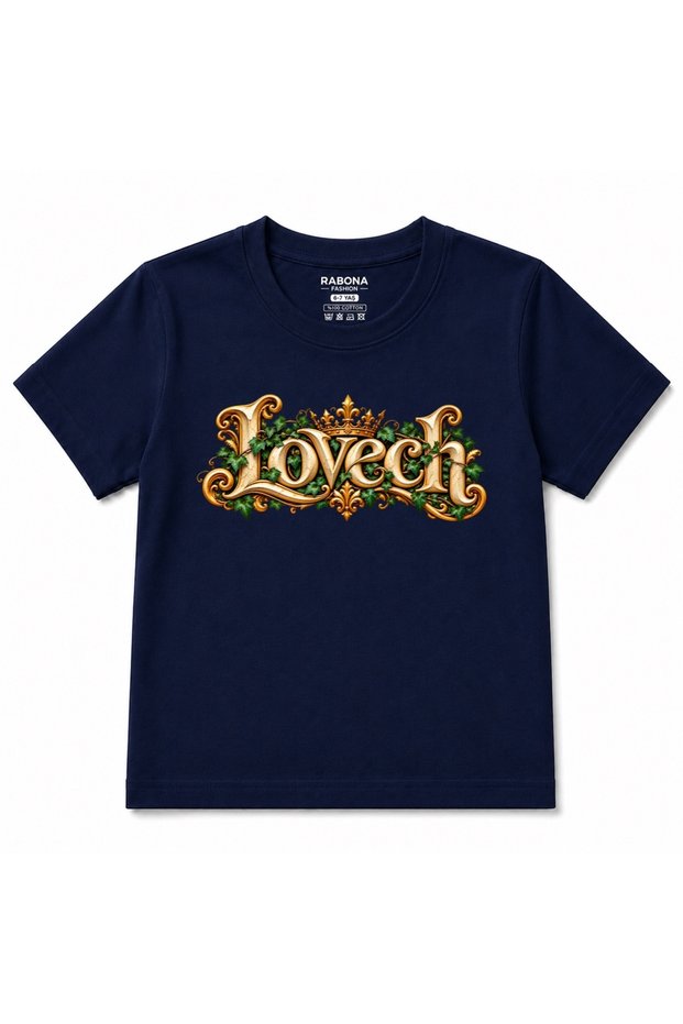Royal Love – Golden Baroque Typography Kids Graphic T-Shirt