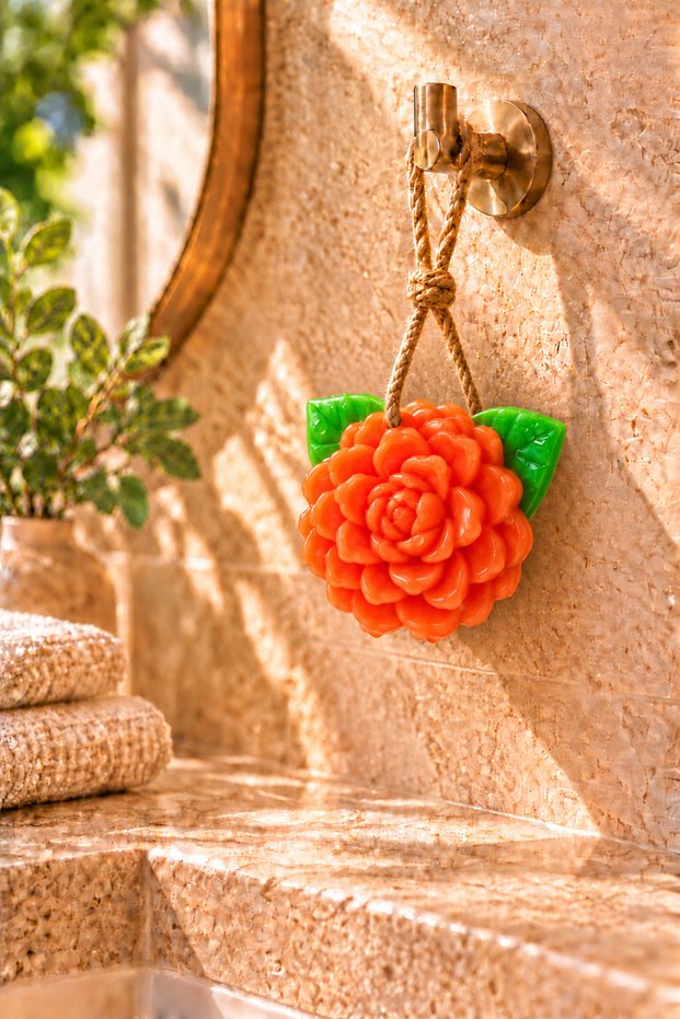Decorative Scented Soap & Peel-Off Effective Hangable Decorative Bath Soap & Orange Jasmine Shaped Solid Soap 10.5X9.5 cm