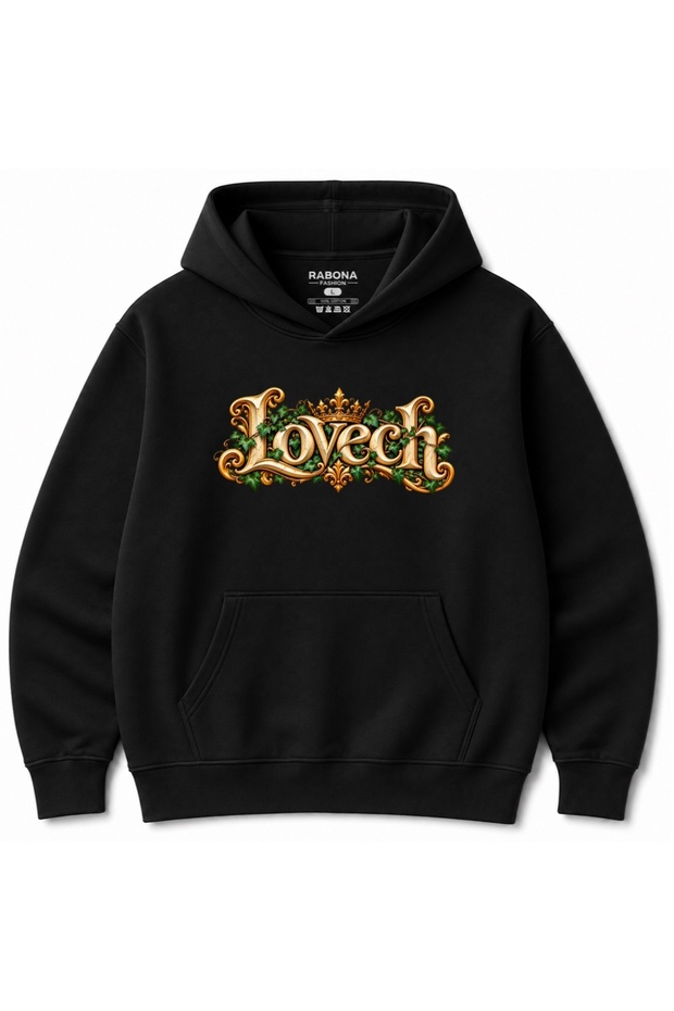 Royal Love – Golden Baroque Typography Graphic Hoodie