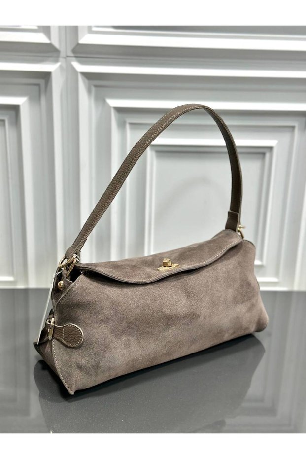 Genuine suede leather women's shoulder bag