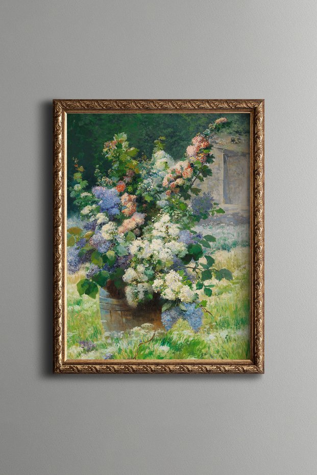 Lilac Branches and Thorns - Vintage Patterned Painting - Fine Model