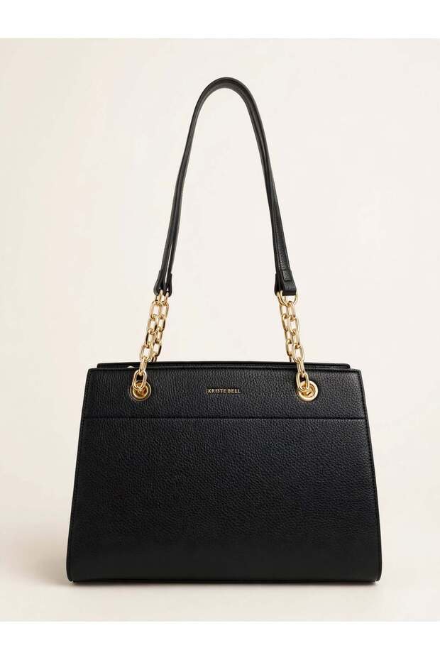 Women's Modern Stylish Design Gold Chain Detailed Double Strap Shoulder Bag 27327