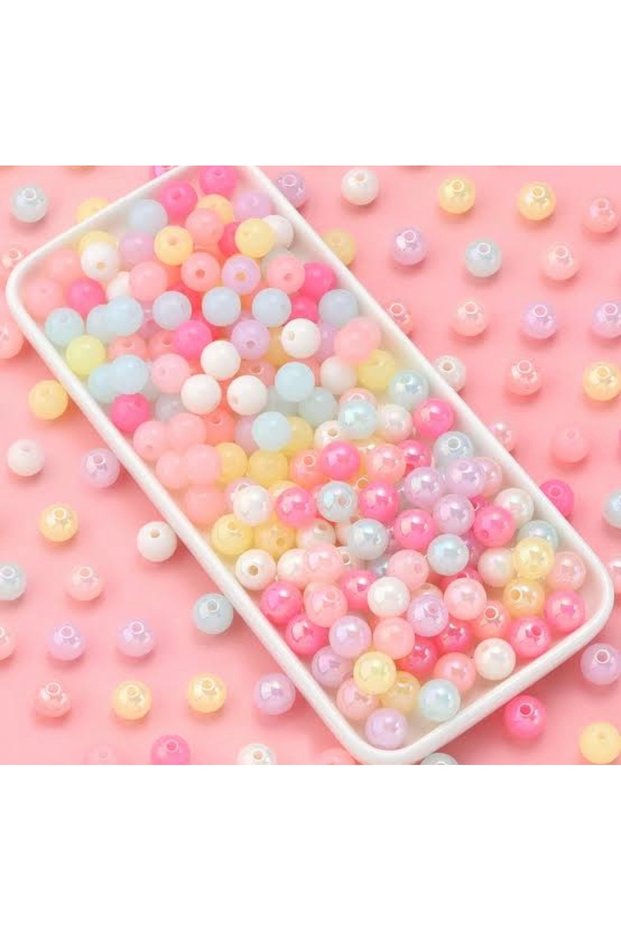 200 Pcs 8 mm Soft Colors Round Beads Jewelry Bead
