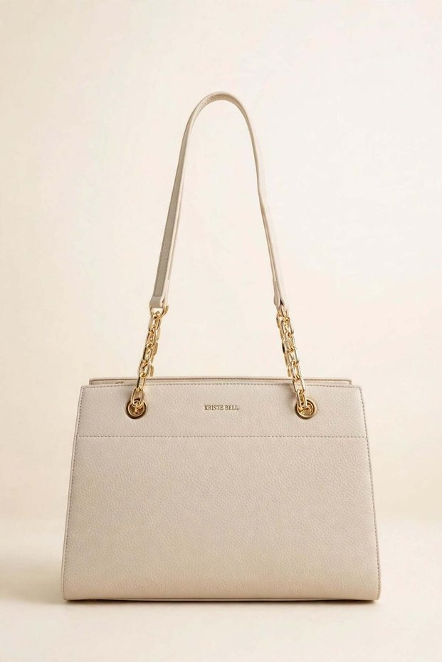 Women's Modern Stylish Design Gold Chain Detailed Double Strap Shoulder Bag 27327
