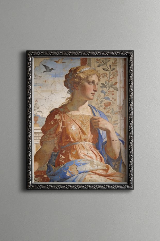 Woman among the Flowers - Vintage Patterned Painting - Fine Model