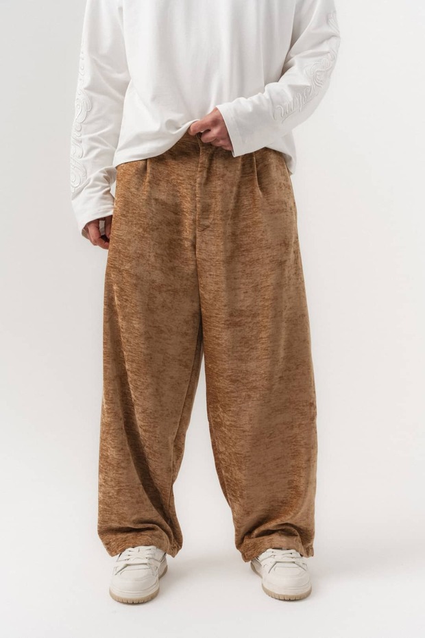 Velvloom Jacquard Velvet Soft Textured Baggy Men's Trousers
