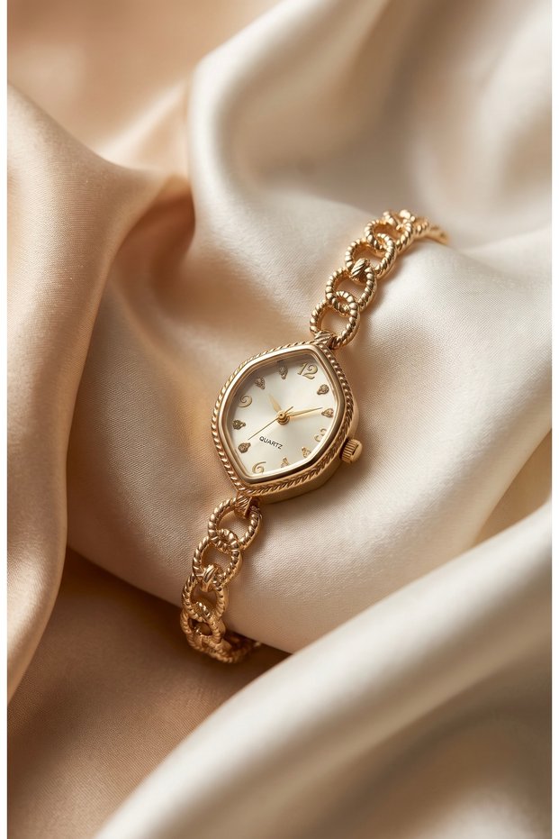 Women's Steel Watch Gold Color Premium Chain Band Vintage Old Money Classic Stylish Elegant Women's Wristwatch | Limited Edition 2027