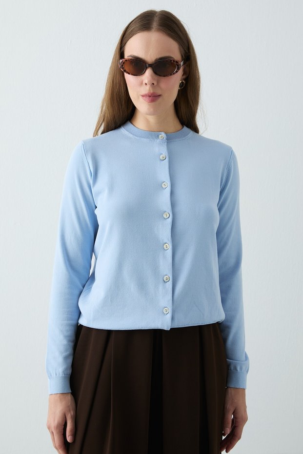Gökçe Buttoned Cardigan Baby Blue