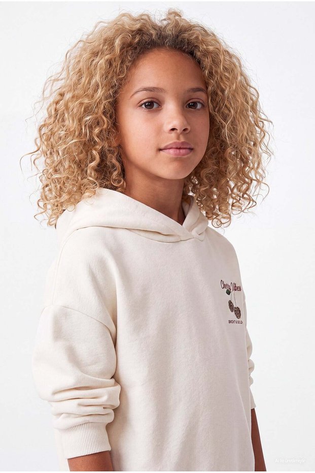 Girl's Printed Hooded Sweatshirt