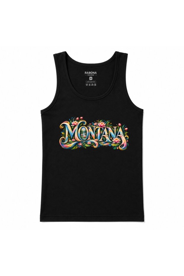 Montana Floral Elegance – Colorful Botanical Typography Graphic Tank Top