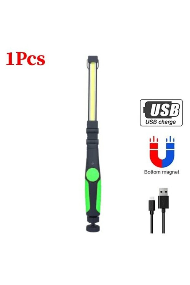 USB Charging 1pcs 1Pcs Green 1/2/4Pcs COB Work Light Rechargeable LED 360° Rotate Folding Flashlight