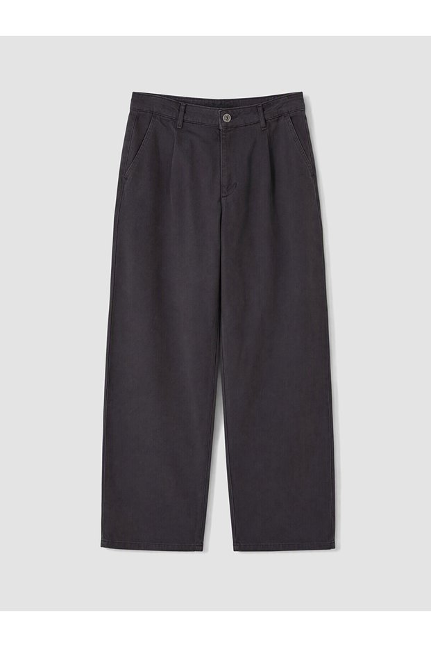 Peak New Season Anthracite Relaxed Fit Men's Pleated Trousers.
