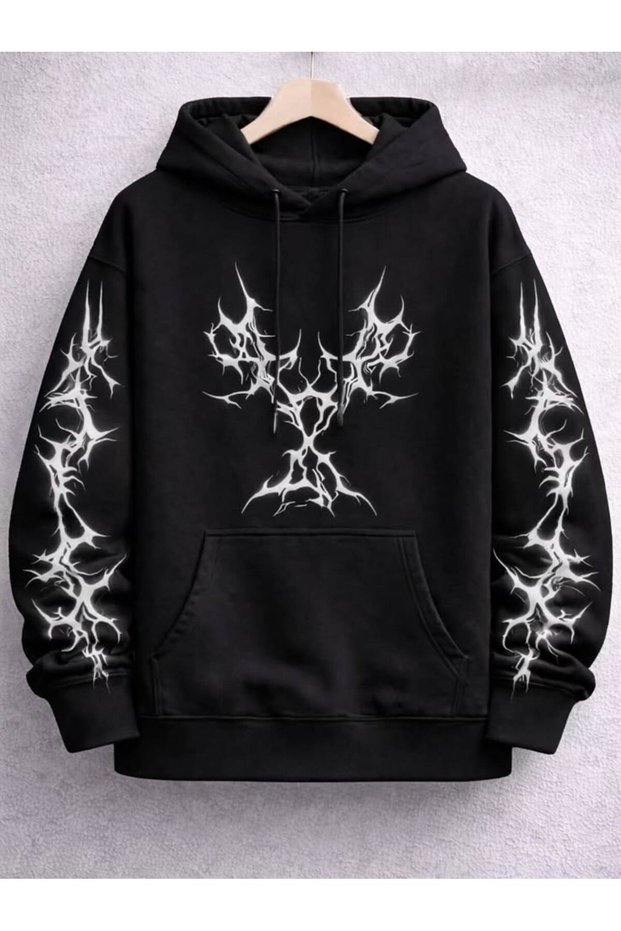Unisex White Loose Fit Hooded Sweatshirt with Inner Pockets, Warm Hoodie