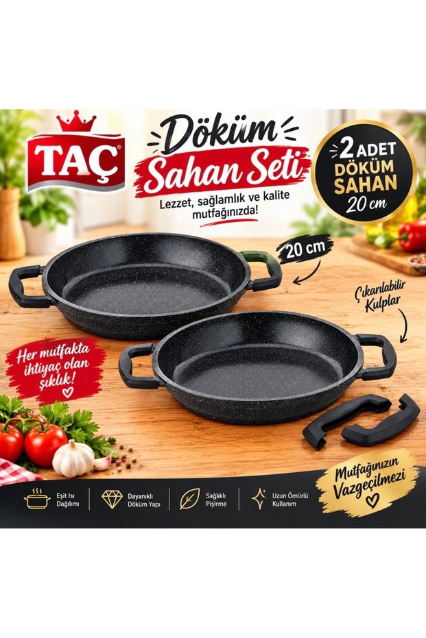 Crown Casting 2-Piece Sahan Set 20 cm + 20 cm Black