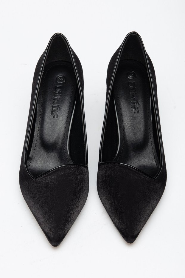 Large Size Women's Thin Heeled Stiletto Shoes Black Satin Side Face