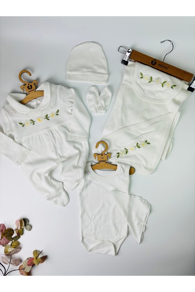 Flower Embroidered Baby Newborn Hospital Release Set of 7