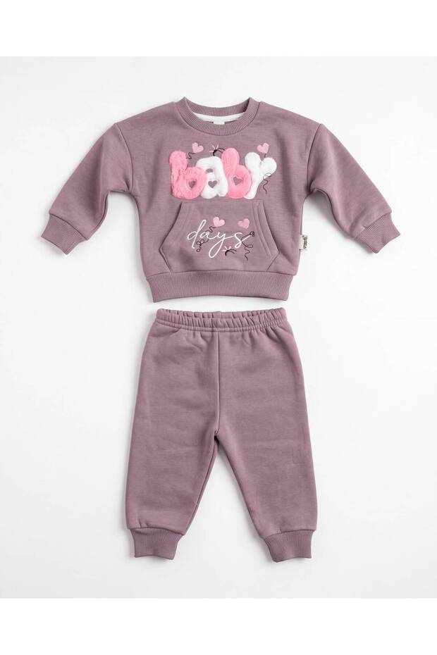 Baby Embroidered Baby Girl Set 3 Threaded 100% Cotton 6-9 Months 9-12 Months 12-18 Months 18-24 Months Top and Bottom 2-Piece Baby Girl Set Winter Baby Set Girl's Sweater Pajamas