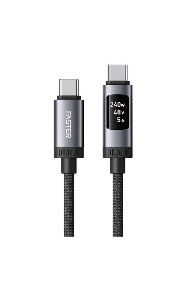 كابل USB-C إلى USB-C بقوة 240 واط، طول 3.9 قدم، مع شاشة OLED لعرض الطاقة في الوقت الفعلي