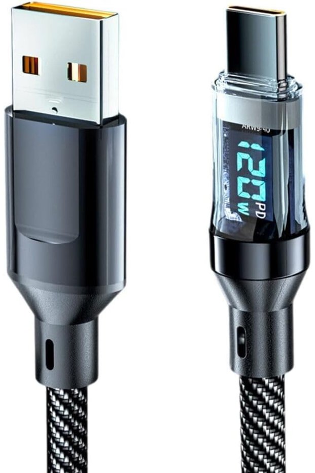 كابل شحن سريع من USB إلى USB Type-C مع شاشة LED - يُثورة ثورة في تجربة الشحن الخاصة بك: وظيفة مزدوجة