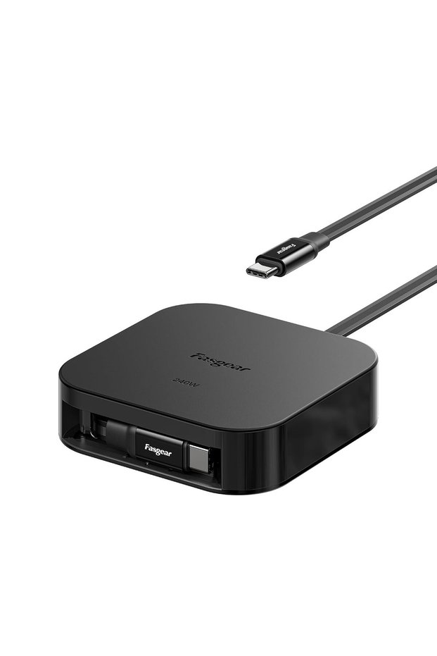 كابل USB C إلى USB C قابل للسحب بقوة 240 واط (2 متر/6.6 قدم، أسود)