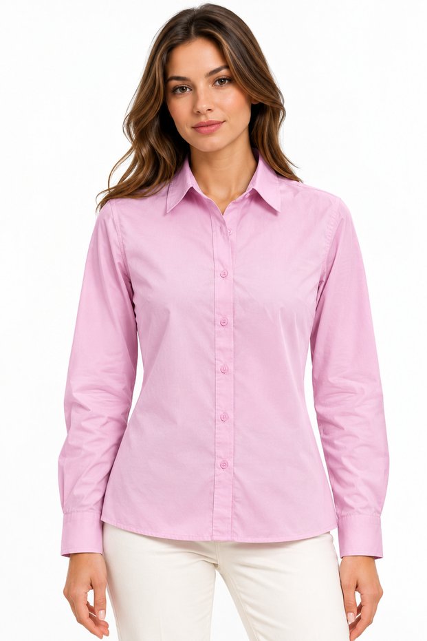 Women's Pink Long Sleeve Basic Shirt
