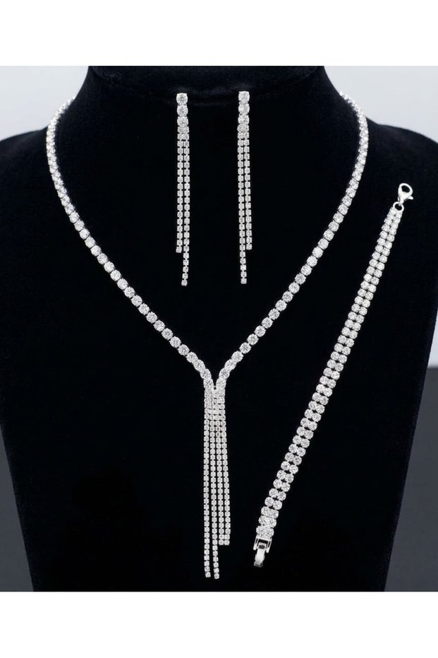 Zircon Stone Waterway Necklace Earring Bracelet Set