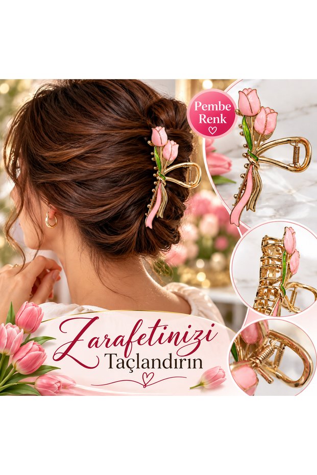 Tulip Motif Floral Hairpin – Elegant and Stylish Women's Hair Clip