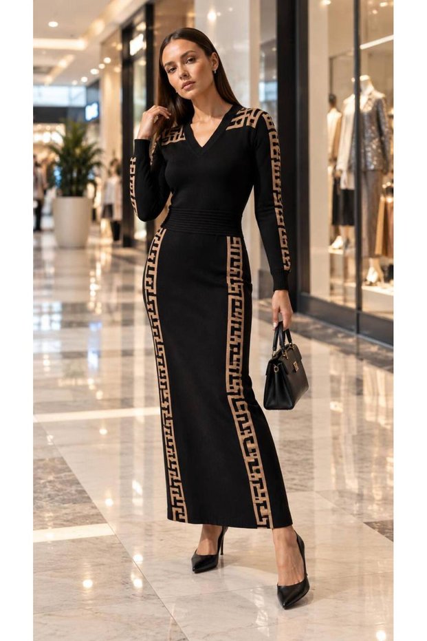 Patterned knit dress