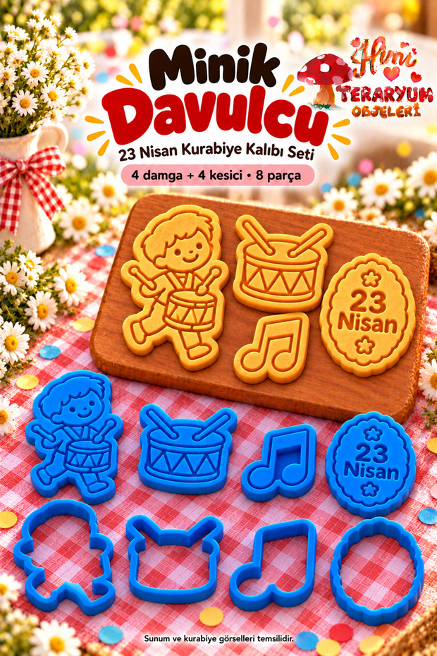 Little Drummer April 23Rd Children's Day Cookie Mold Stamp Cutter Set Drum Note Music