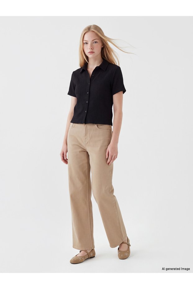 Alita City Farkıyla Xside Beige Denim Straight Wideleg High Wide Leg Women's Jean Pants