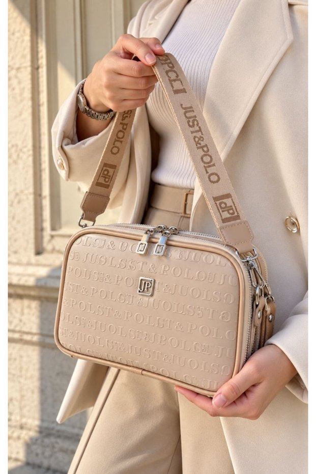 Original Women's Stone Monogram Printed Long Strap 6 Compartment Crossbody and Shoulder Bag
