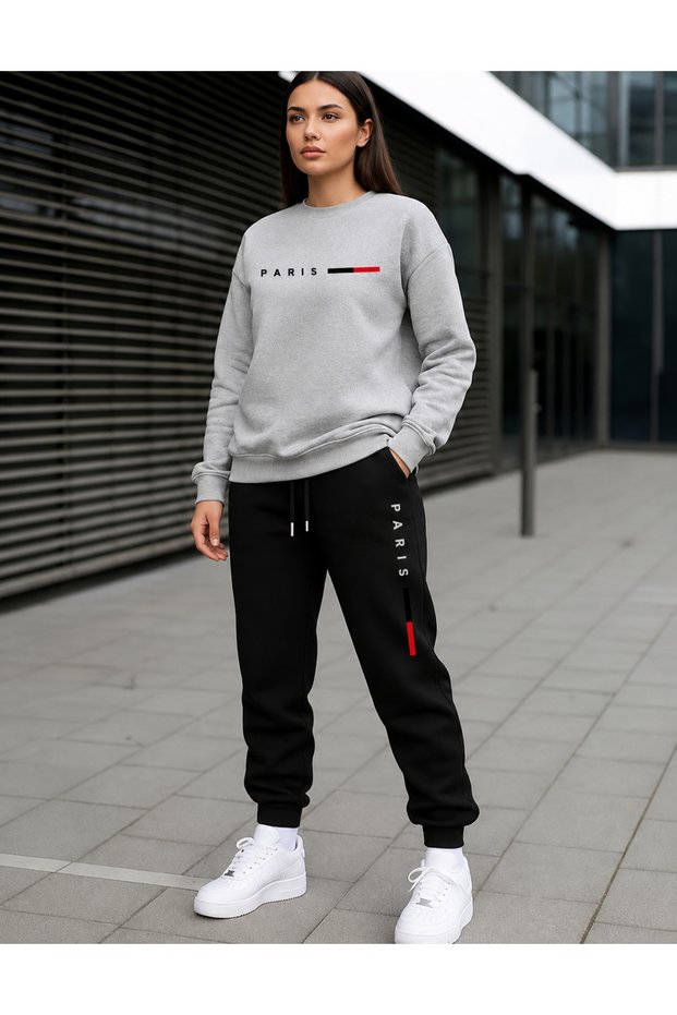 Zero-Collar Shardooned Sweatshirt Seasonal Thin Paris Printed Women'S/Men's Unisez