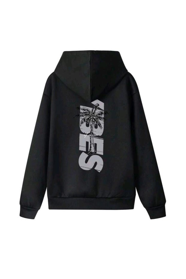 Mooda Unisex Printed Oversized 3-Thread Hooded Sweatshirt