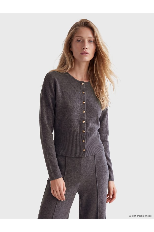Peak New Season Anthracite Crew Neck Women's Sweater