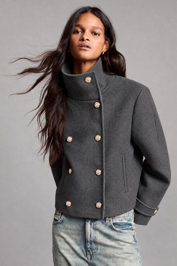 High Collar Olesa Women's Oversize Cashmere Coat Jacket