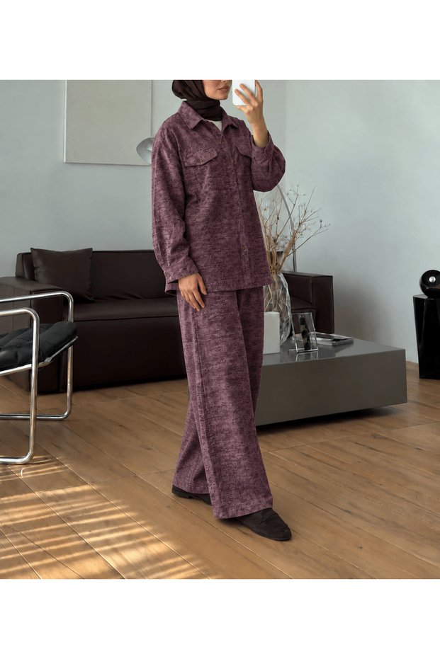 Pocket Cover Detailed 2-Piece Set - 3499 - Plum